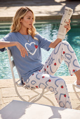 Women's Strawberry Hearts Pajama Set Playful & Sweet 🍓💙 (CNS-069)
