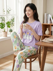 Women's Cute Bunny Tulip PJs Set 🐰🌷