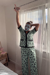 Women's Mint Garden Pajama Set Fresh & Timeless 🌿🖤 (CNS-081)