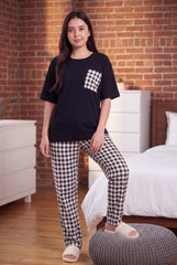 Women's Classic Gingham Pajama Set Crisp & Timeless ⬜⬛ (CNS-050)