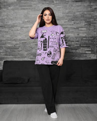 Women Doodle Art Oversized PJs Set 🎨✨