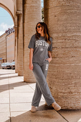 Women's Boston Minimal Logo Relaxed Pajama Set 🏙️✨ (CNS-013)