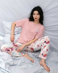 Women's Floral Pocket PJs Set 🌸✨