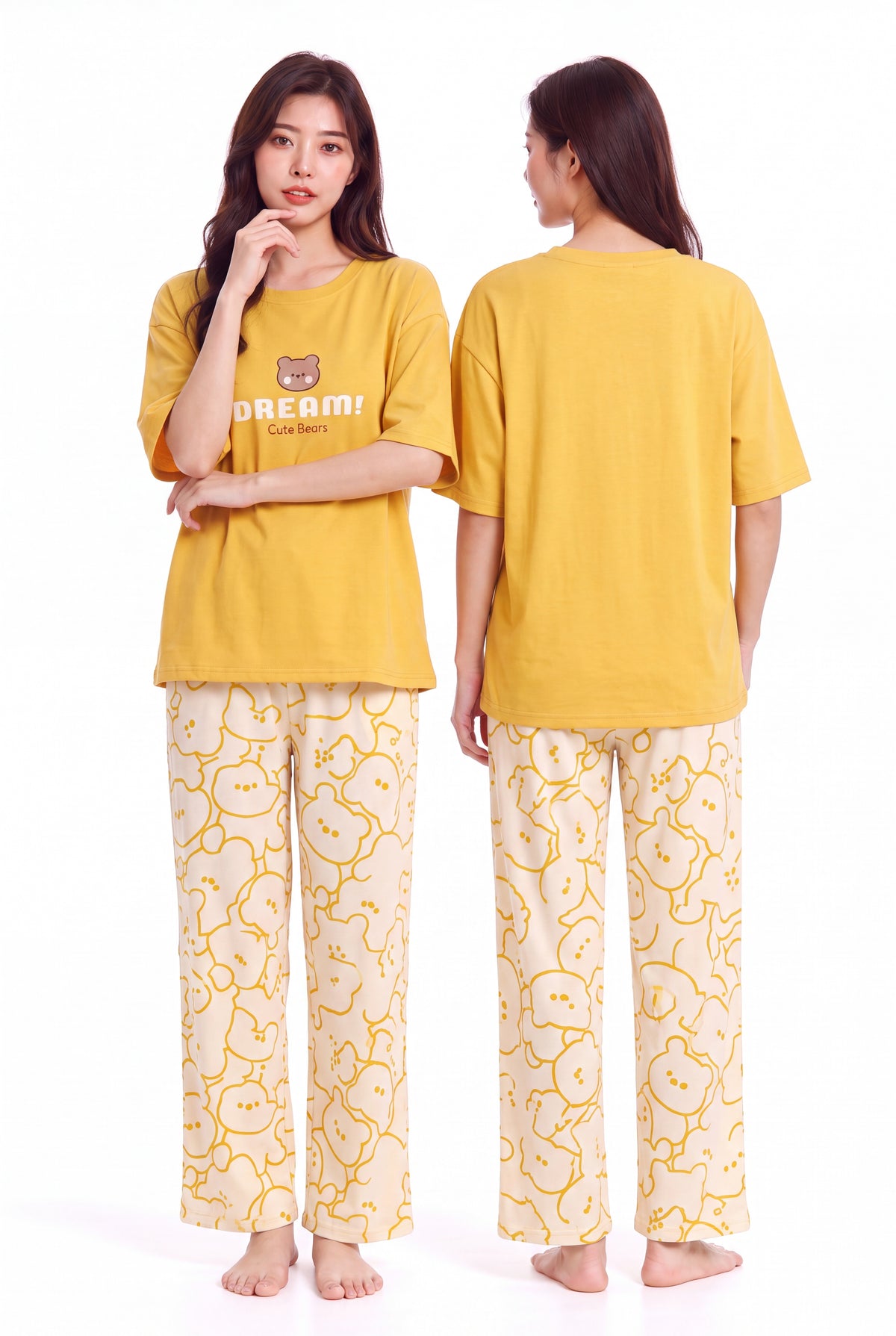 Women's Dream Bears Golden Hour Cozy Pajama Set 💛🐻 (CNS-022)