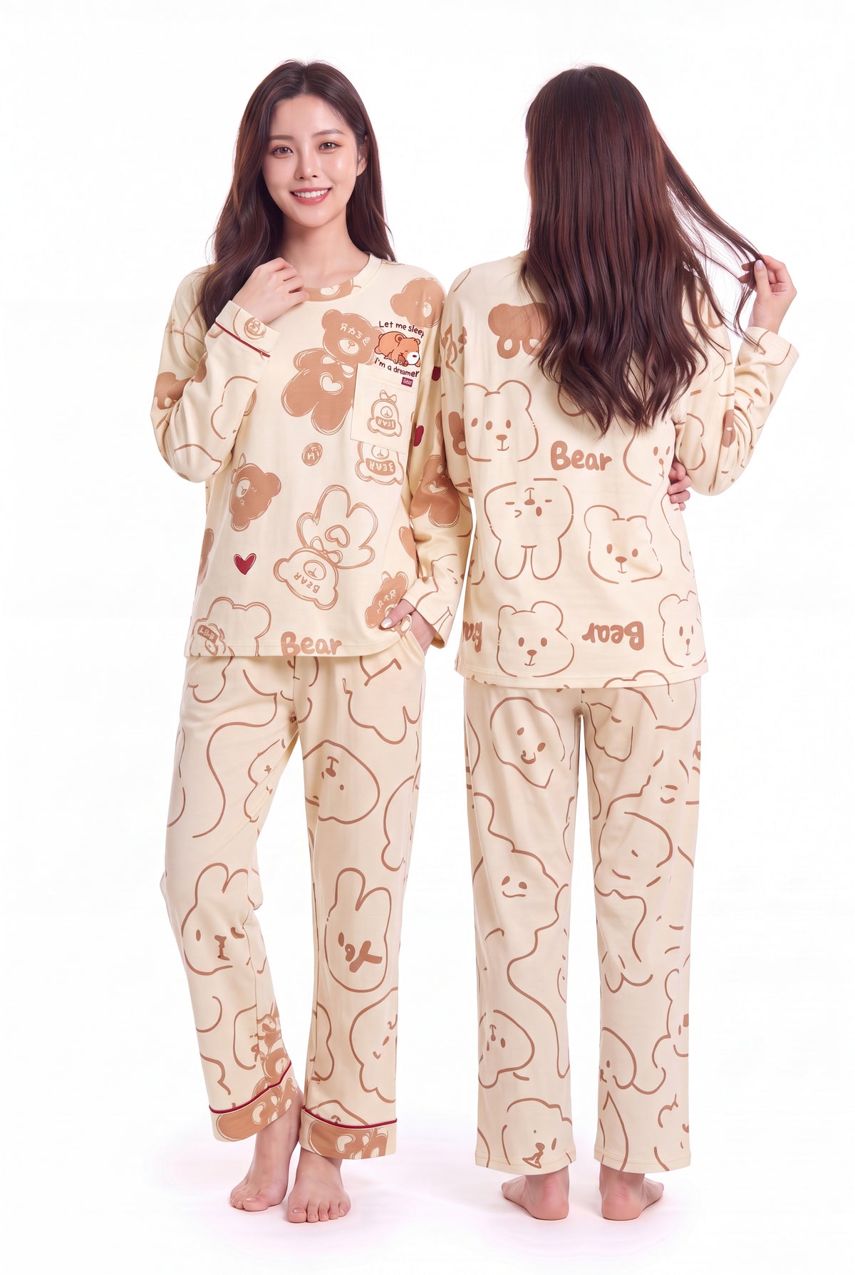 Women's Let Me Sleep Teddy Bear All-Over Pajama Set 🐻💤 (CNS-018)