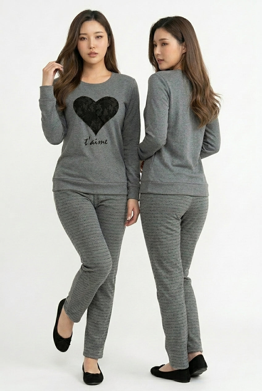 Women's "Je T'aime" Graphic Lounge Set 🖤💌 | Parisian Soft Girl Co-ord