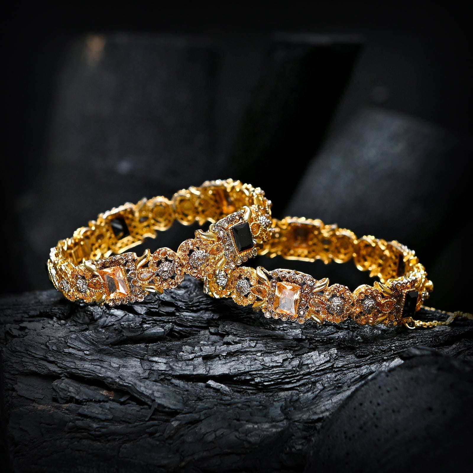 Enchanting Quartz (Gold Plated) Bangles - (BN-11)