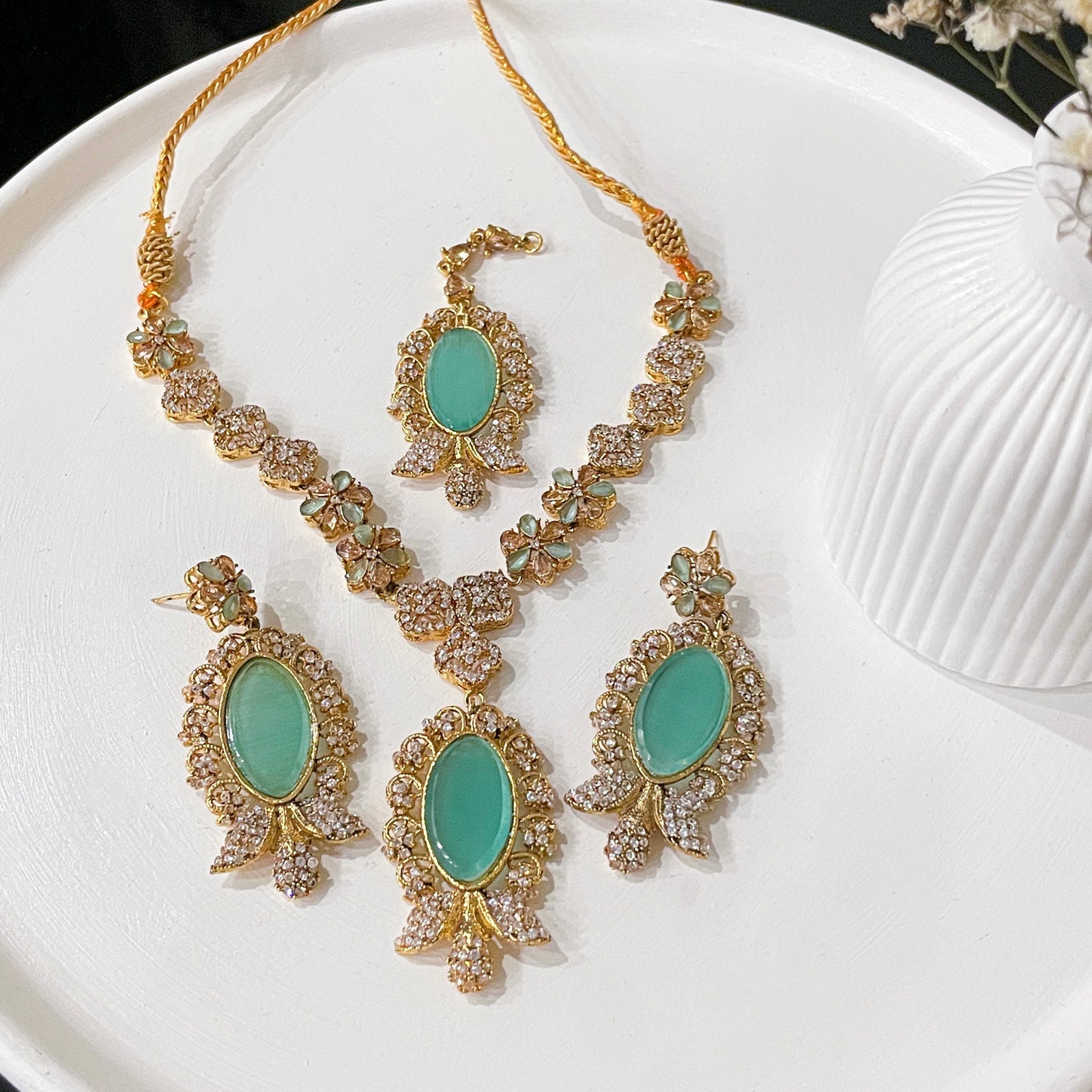 Gul-e-Rena Crimson Necklace Set S-53
