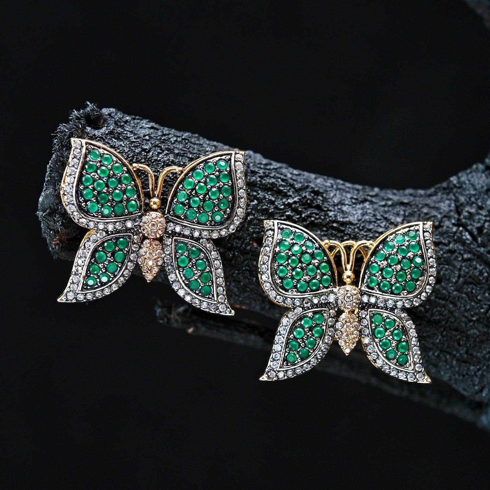 Emerald Butterfly Earrings - (ER-53)