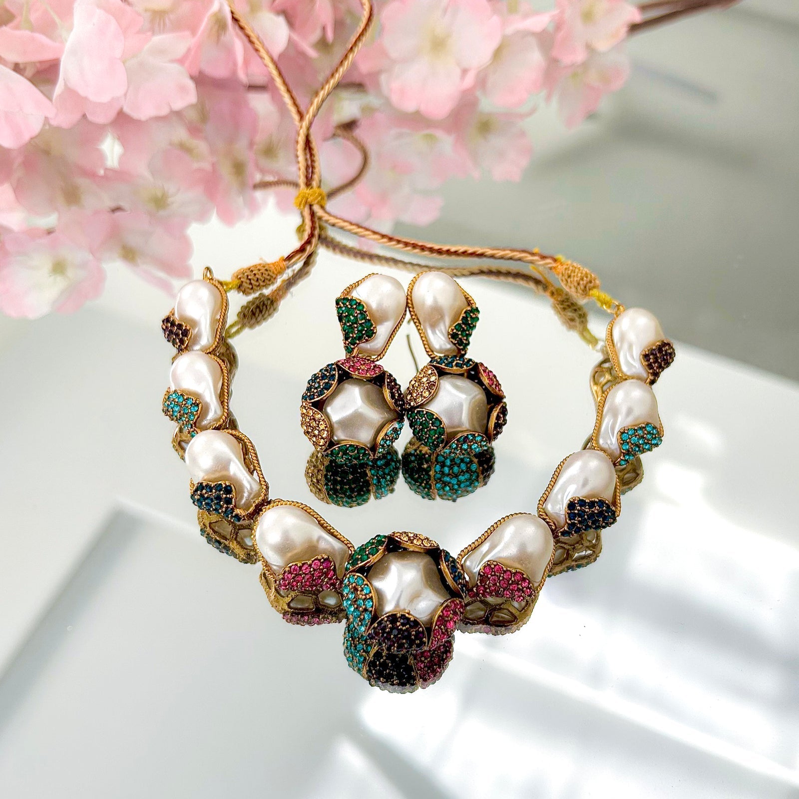 Moti e Phool Shine Pearl Necklace Set - S-50