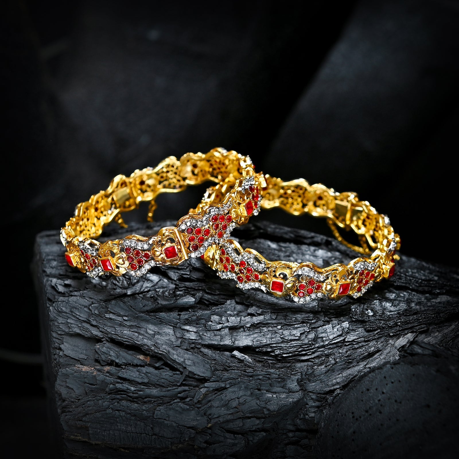 Enchanting Quartz (Gold Plated) Bangles - (BN-11)