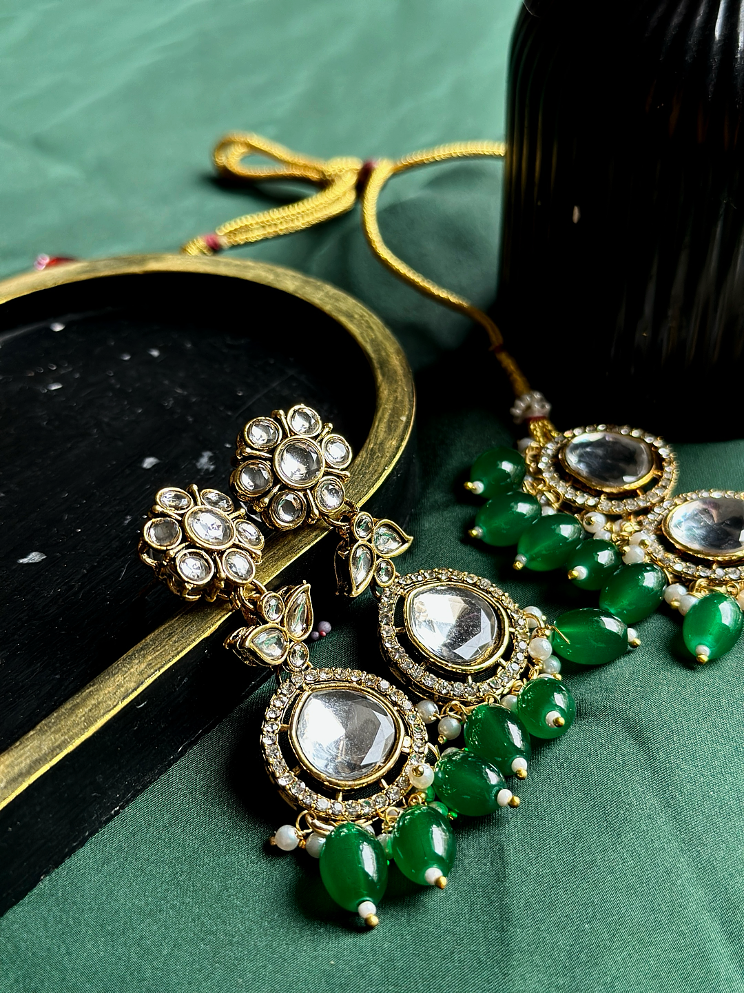 Ayzel Button Bloom Gemstone Earrings Chi-75