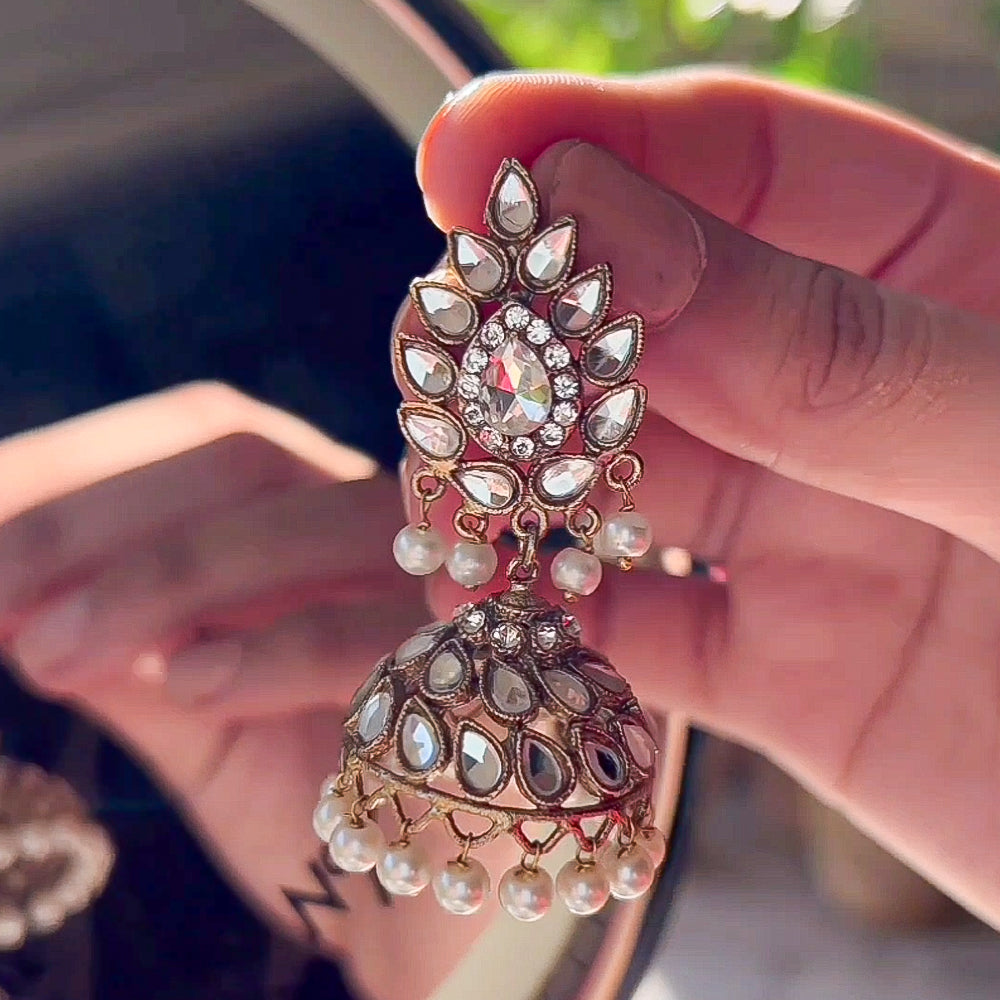 Moonlit Crystal Jhumke -(JK-03)