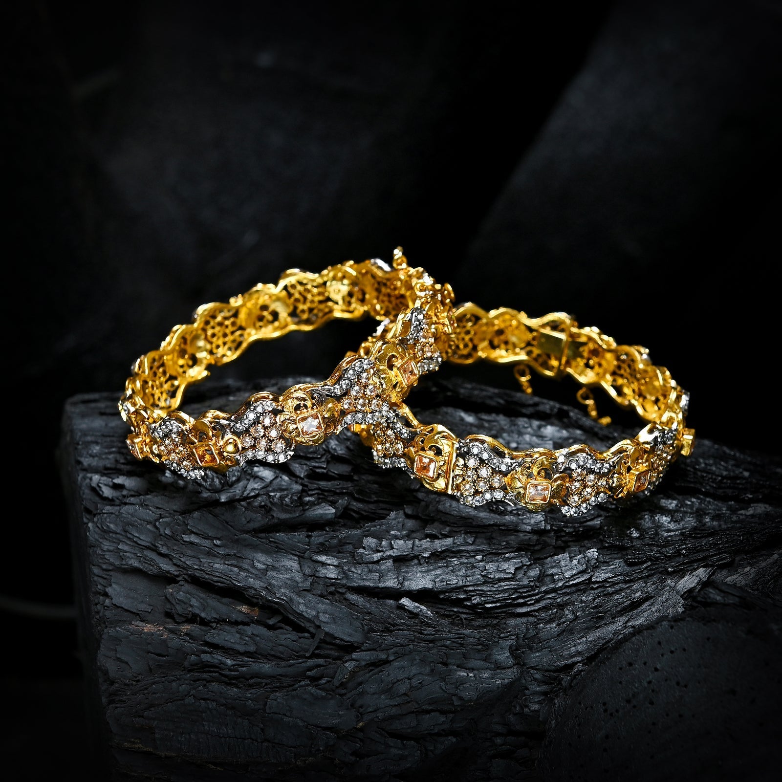Enchanting Quartz (Gold Plated) Bangles - (BN-11)